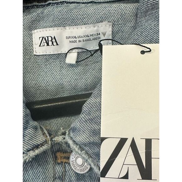 Zara NWT Cotton & Lyocell Denim long Sleeve Button Front Jumpsuit Union Suit NWT - Picture 4 of 6